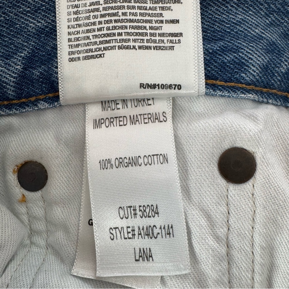AGOLDE Lana Straight Leg Ankle Raw Hem Blue Jean Distressed Edges Size 25 - Picture 11 of 12